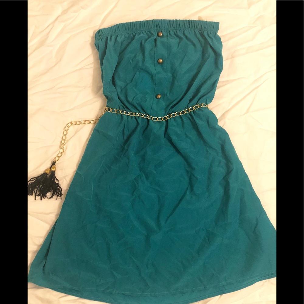 NWT Teal Blue Strapless Dress